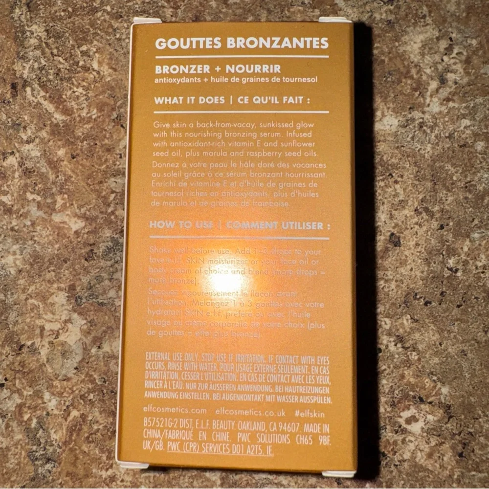 ELF Bronzing Drops PURE GOLD BRONZE 2 FULL SZ 1oz/30mL SEALED BOX